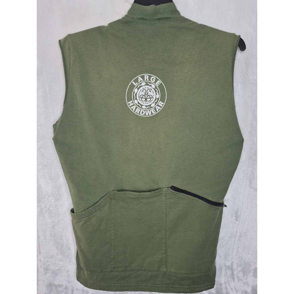 Vintage Edgy Large Hardware Parody Cycling Jersey Gilet Thrashed Green Vest Med